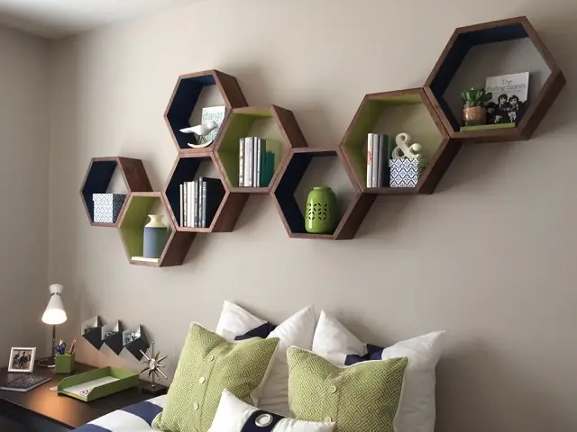 Tự Thiết Kế Kệ Sách Treo Tường Hình Tổ Ong Tự Thiết Kế Kệ Sách Treo Tường Hình Tổ Ong