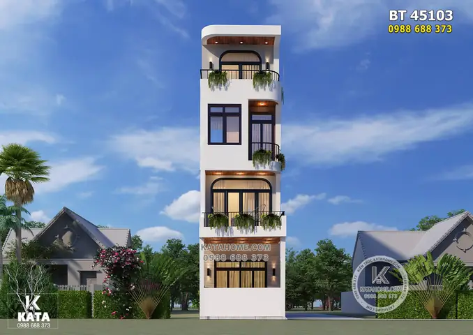 Mặt Tiền Nhà Ống 4 Tầng Hiện Đại Mặt Tiền Nhà Ống 4 Tầng Hiện Đại