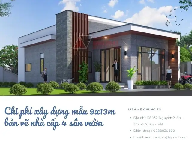 Hình Ảnh Cho Mẫu 9x13m Bản Vẽ Nhà Cấp 4 Sân Vườn: Hình Ảnh Cho Mẫu 9x13m Bản Vẽ Nhà Cấp 4 Sân Vườn: