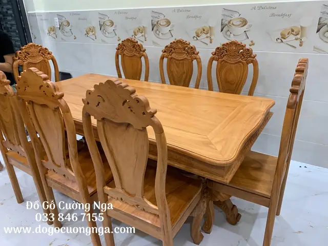 Bàn Ăn Gỗ Gõ Đỏ 8 Ghế