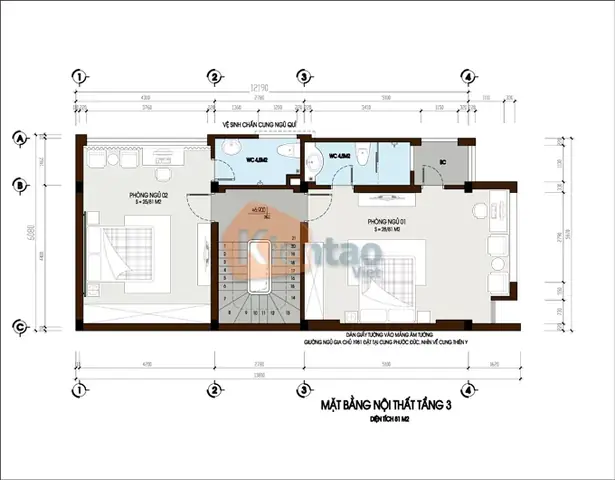 Tầng 3 Phương Án Thiết Kế Bản Vẽ Nhà Kiểu Ống Cao 5 Tầng Khu Đại Thanh Tầng 3 Phương Án Thiết Kế Bản Vẽ Nhà Kiểu Ống Cao 5 Tầng Khu Đại Thanh
