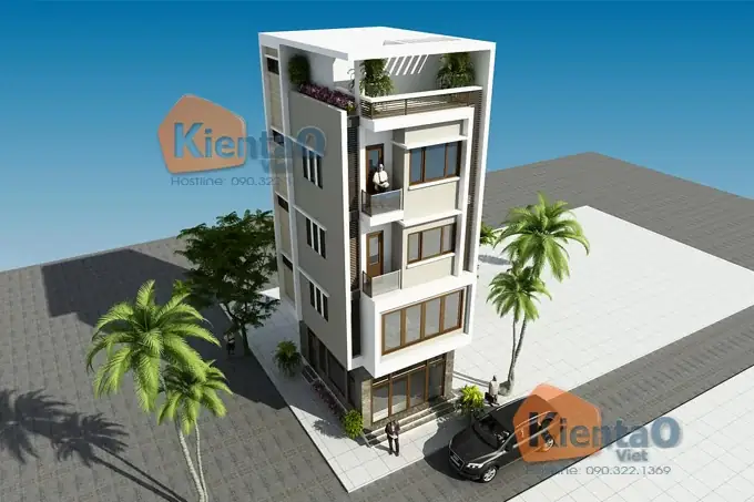 Phối Cảnh Góc - Thiết Kế Nhà Lô Phố 32m2 Phối Cảnh Góc - Thiết Kế Nhà Lô Phố 32m2