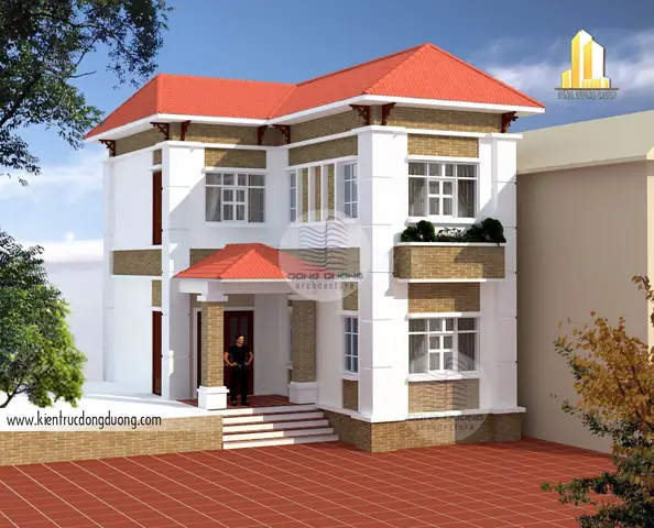 Mẫu Thiết Kế Nhà Vườn Đẹp Chữ L 2 Tầng Hiện Đại