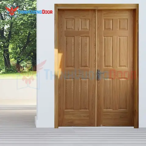 Cửa Gỗ Công Nghiệp 2 Cánh Hdf Veneer 12a-ash-fmd
