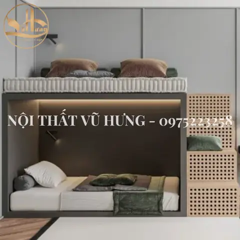 Giường Tầng Người Lớn Bằng Gỗ