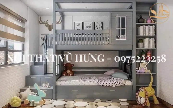 Giường Tầng Trẻ Em Bằng Gỗ