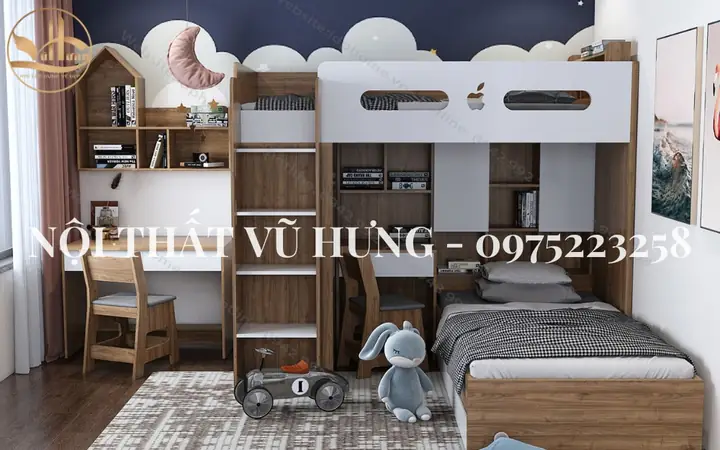 Giường Tầng Trẻ Em Bằng Gỗ