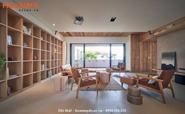 Kệ Sách Âm Tường Gỗ Tự Nhiên