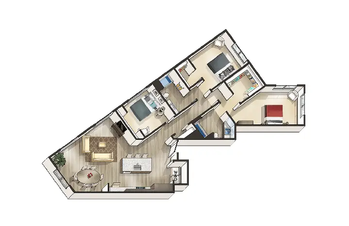 Bản Vẽ Thiết Kế Nhà Ống 1 Tầng 3 Phòng Ngủ Với Kích Thước 5x22m