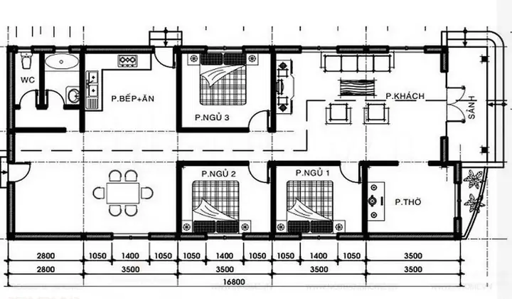 Mẫu Bản Vẽ Nhà Ống Với 3 Phòng Ngủ Đẹp Và Rộng Rãi