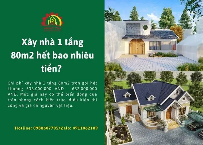 Xây Nhà 1 Tầng 80m2 Hết Bao Nhiêu Tiền?