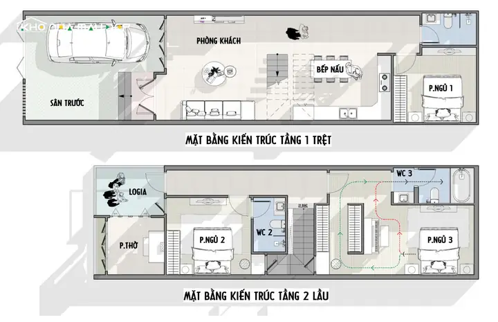 Bản Vẽ Nhà Ống 2 Tầng 6x12m 3 Phòng Ngủ Bản Vẽ Nhà Ống 2 Tầng 6x12m 3 Phòng Ngủ
