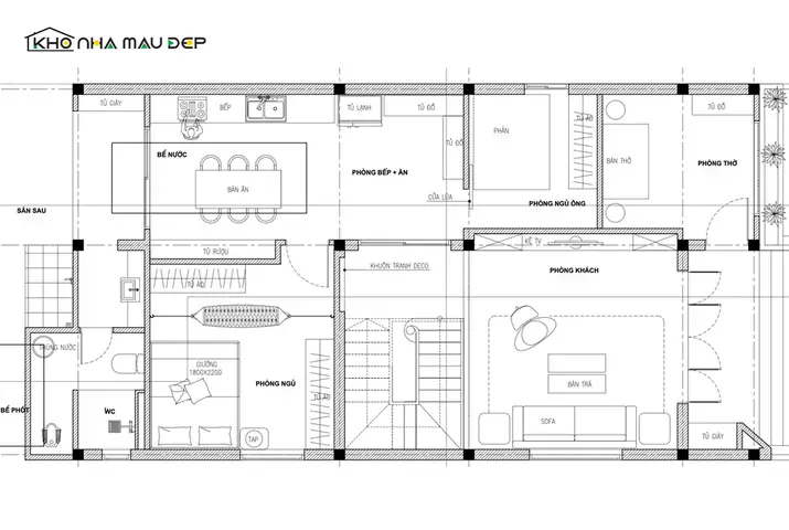 Bản Vẽ Nhà 6x12m 2 Tầng 4 Phòng Ngủ Bản Vẽ Nhà 6x12m 2 Tầng 4 Phòng Ngủ