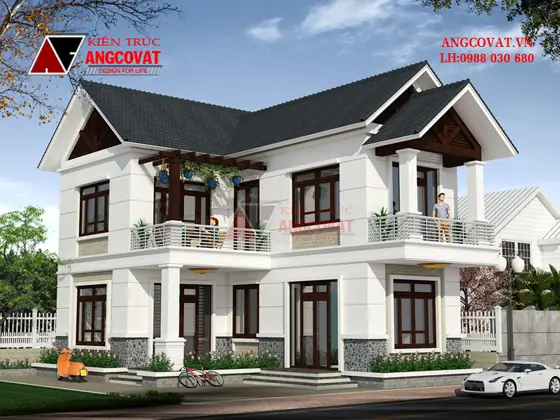 Thiết Kế Mái Thái Đặc Trưng Cho Nhà 2 Tầng Hình Chữ L Mặt Tiền 9m 3 Phòng Ngủ Kích Thước 9x12,5m