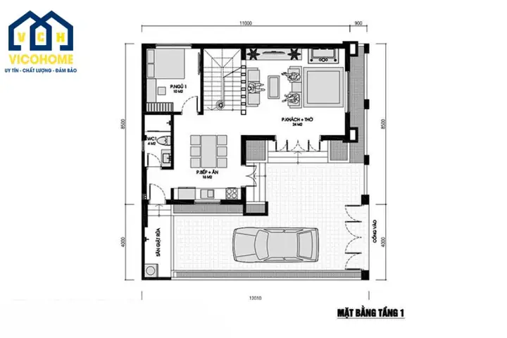 Mặt Bằng Công Năng Tầng 1