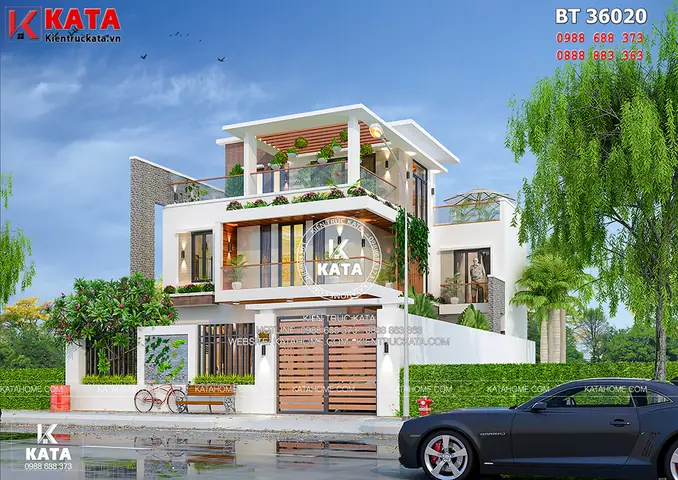 Nhà 3 Tầng Đẹp Kiểu Hiện Đại Kết Hợp Sân Vườn Đẹp Tại Quảng Ninh – Mã Số: Bt 36020
