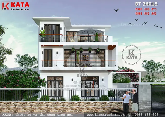 Bản Vẽ Thiết Kế Nhà 3 Tầng Đẹp Hiện Đại Tại Hưng Yên – Mã Số: Bt 36018