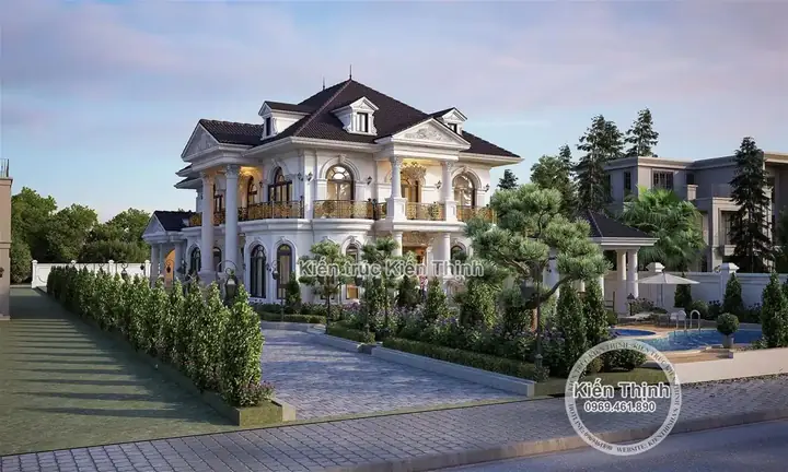 Phối Cảnh 3dthiết Kế Mẫu Biệt Thự 2 Tầng Kiểu Pháp Tại Vĩnh Long – Bt2065: Phối Cảnh 3dthiết Kế Mẫu Biệt Thự 2 Tầng Kiểu Pháp Tại Vĩnh Long – Bt2065: