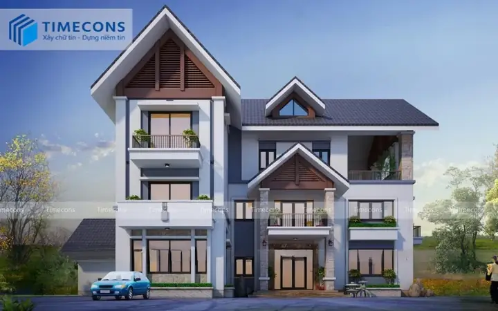 14. Mẫu Biệt Thự 3 Tầng 100m2 Chữ L