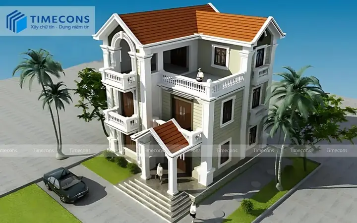 16. Mẫu Biệt Thự 3 Tầng 100m2 Ở Nông Thôn