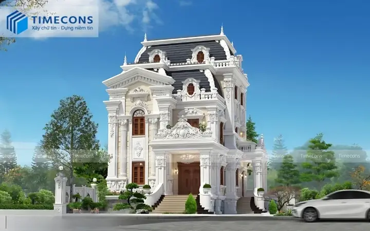 Mẫu Biệt Thự 3 Tầng 100m2 Kiểu Pháp