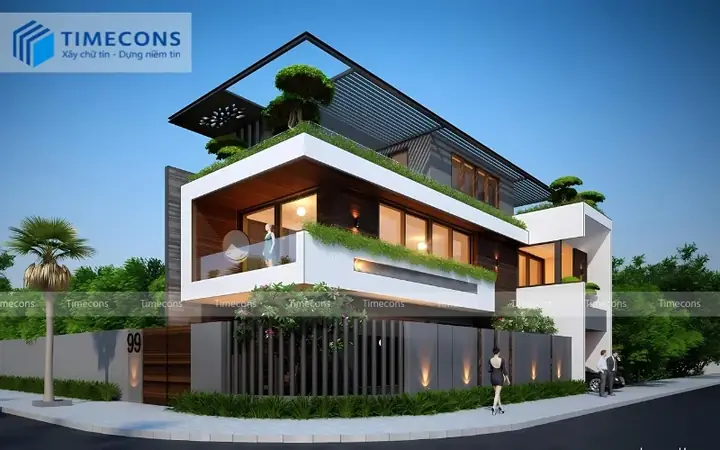 15. Mẫu Biệt Thự 3 Tầng 100m2 2 Mặt Tiền