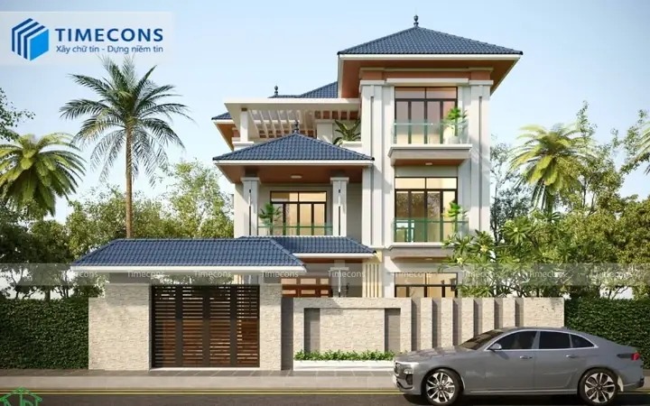 Mẫu Biệt Thự 3 Tầng 100m2 Mái Nhật