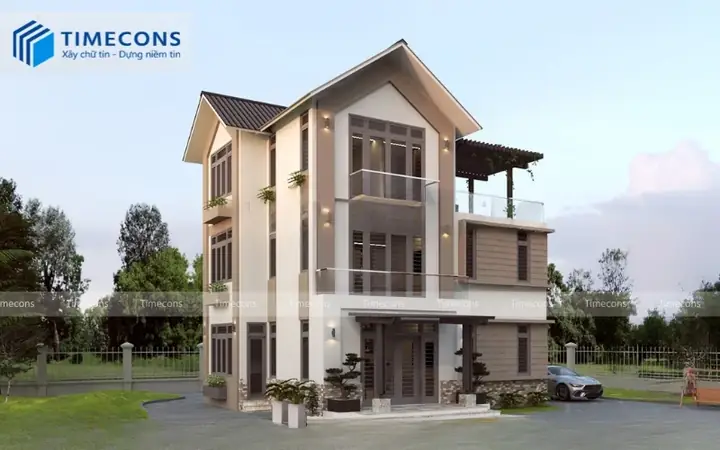 Mẫu Biệt Thự 3 Tầng 100m2 Mái Thái
