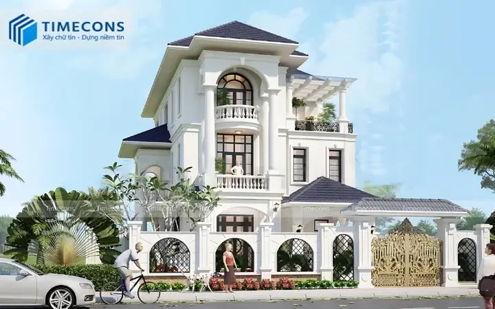 Mẫu Biệt Thự 3 Tầng 100m2 Kiểu Pháp