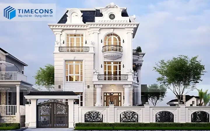 Mẫu Biệt Thự 3 Tầng 100m2 Tân Cổ Điển