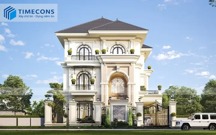 Mẫu Biệt Thự 3 Tầng 100m2 Tân Cổ Điển