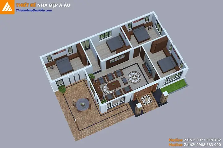 Bản Thiết Mặt Bằng Nhà Cấp 4 Mái Nhật 160m2