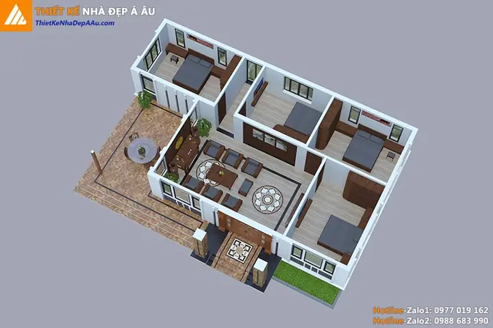 Bản Thiết Mặt Bằng Nhà Cấp 4 Mái Nhật 160m2