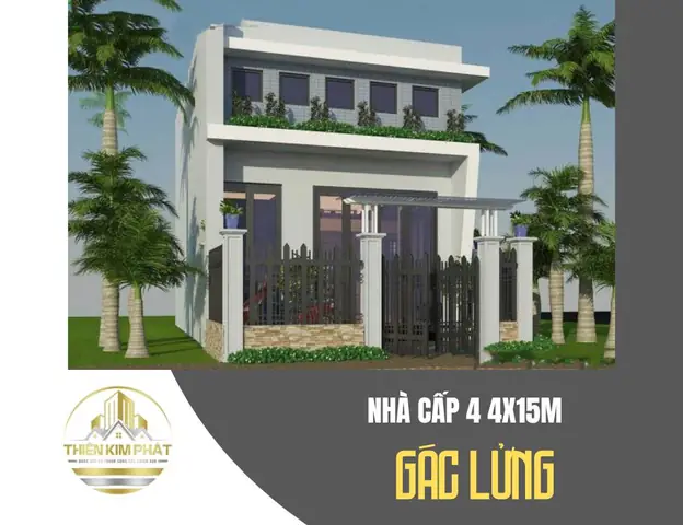 Mẫu Nhà Cấp 4 Có Gác Lửng 4×15 Hiện Đại