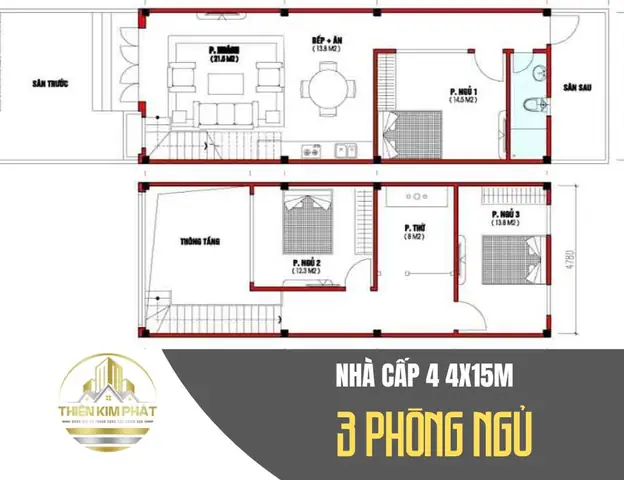 Nhà Cấp 4 Gác Lửng 3 Phòng Ngủ 4×15