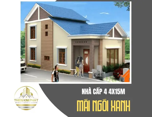 Mẫu Nhà Cấp 4 Có Gác Lửng 4×15 Mái Ngói Xanh
