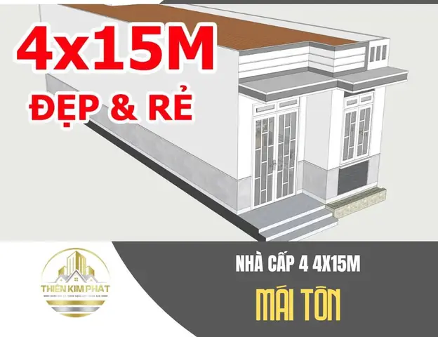 Mẫu Nhà Cấp 4 Có Gác Lửng 4×15 Mái Tôn