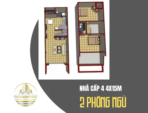 Nhà Cấp 4 4×15 2 Phòng Ngủ
