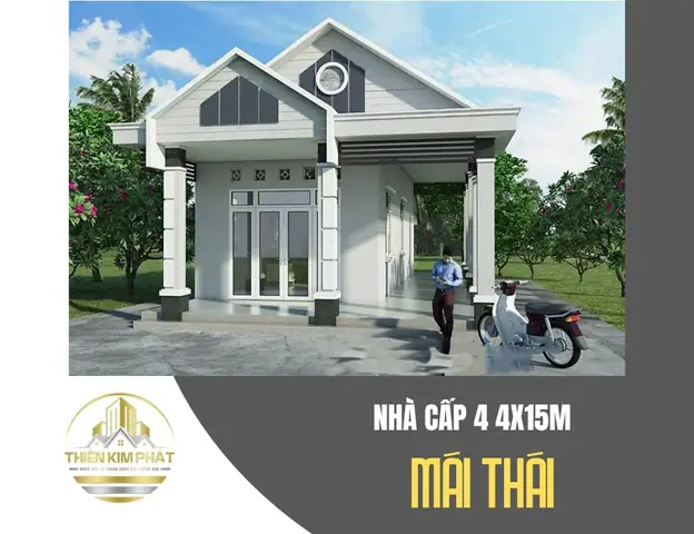 Mẫu Nhà Cấp 4 Gác Lửng 4×15 Mái Thái