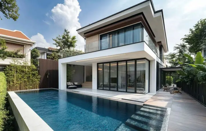 Mẫu Biệt Thự Vườn Có Hồ Bơi Sau Nhà