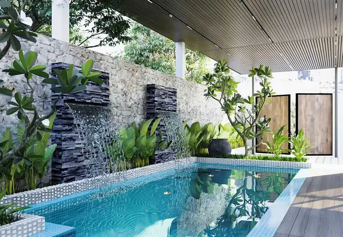 Biệt Thự Sân Vườn Mái Bằng Có Hồ Bơi