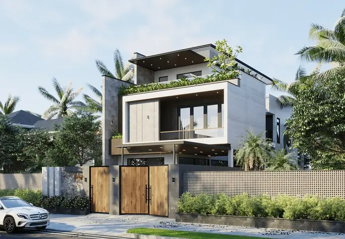 Biệt Thự Sân Vườn Mái Bằng Có Hồ Bơi