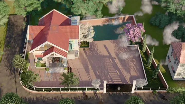 Phối Cảnh 3d Cho Mẫu Nhà Vườn Cấp 4 Mái Thái Tại Thanh Hoá