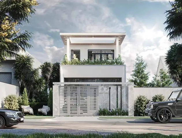 Mẫu Nhà Phố Mặt Tiền 7m 2 Tầng Mái Bằng