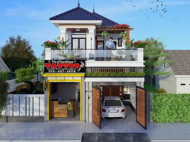 Mẫu Nhà Phố 2 Tầng Mặt Tiền 7m Kết Hợp Kinh Doanh