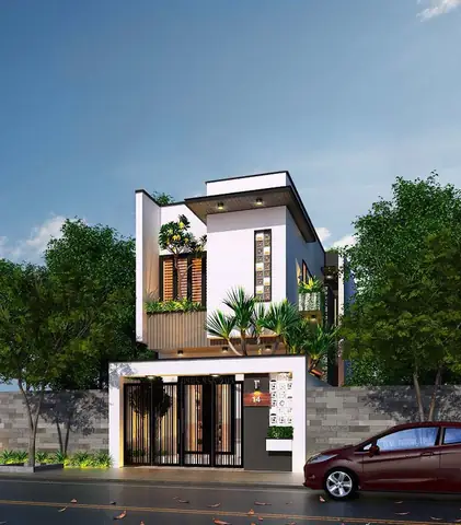 Mẫu Nhà Phố 2 Tầng Ngang 7m Đơn Giản