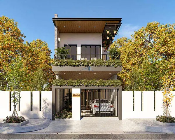 Mẫu Nhà Phố 7m 2 Tầng Kết Hợp Sân Vườn