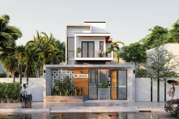 Mẫu Nhà Phố 2 Tầng Mặt Tiền 7m Ở Nông Thôn