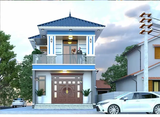 Mẫu Nhà Phố 2 Tầng 7m Mái Thái