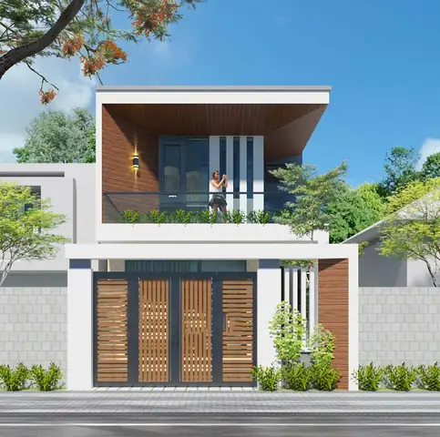 Mẫu Nhà Phố 7m 2 Tầng Kết Hợp Sân Vườn